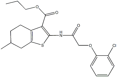 propyl 2-{[(2-chlorophenoxy)acetyl]amino}-6-methyl-4,5,6,7-tetrahydro-1-benzothiophene-3-carboxylate Struktur