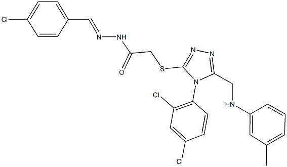 N'-(4-chlorobenzylidene)-2-{[4-(2,4-dichlorophenyl)-5-(3-toluidinomethyl)-4H-1,2,4-triazol-3-yl]sulfanyl}acetohydrazide Struktur