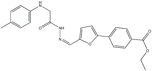 ethyl 4-{5-[2-(4-toluidinoacetyl)carbohydrazonoyl]-2-furyl}benzoate Struktur