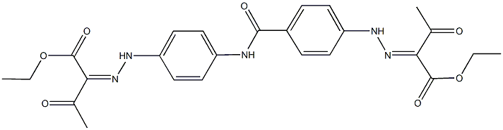 ethyl 2-({4-[(4-{2-[1-(ethoxycarbonyl)-2-oxopropylidene]hydrazino}anilino)carbonyl]phenyl}hydrazono)-3-oxobutanoate Struktur