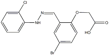 {4-bromo-2-[2-(2-chlorophenyl)carbohydrazonoyl]phenoxy}acetic acid Struktur