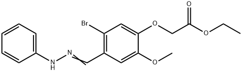 ethyl [5-bromo-2-methoxy-4-(2-phenylcarbohydrazonoyl)phenoxy]acetate Struktur