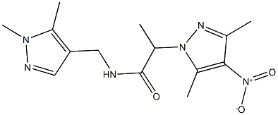 N-[(1,5-dimethyl-1H-pyrazol-4-yl)methyl]-2-{4-nitro-3,5-dimethyl-1H-pyrazol-1-yl}propanamide Struktur