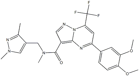 5-(3,4-dimethoxyphenyl)-N-[(1,3-dimethyl-1H-pyrazol-4-yl)methyl]-N-methyl-7-(trifluoromethyl)pyrazolo[1,5-a]pyrimidine-3-carboxamide Struktur