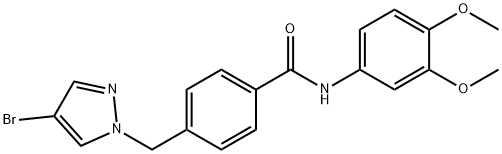 4-[(4-bromo-1H-pyrazol-1-yl)methyl]-N-(3,4-dimethoxyphenyl)benzamide Struktur