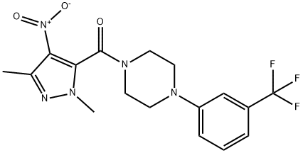 1-({4-nitro-1,3-dimethyl-1H-pyrazol-5-yl}carbonyl)-4-[3-(trifluoromethyl)phenyl]piperazine Struktur