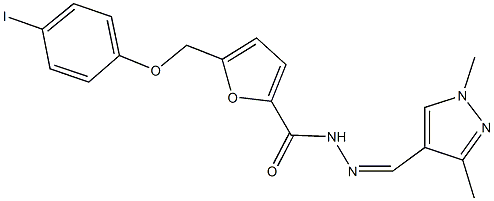 N'-[(1,3-dimethyl-1H-pyrazol-4-yl)methylene]-5-[(4-iodophenoxy)methyl]-2-furohydrazide Struktur