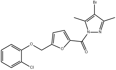 {5-[(4-bromo-3,5-dimethyl-1H-pyrazol-1-yl)carbonyl]-2-furyl}methyl 2-chlorophenyl ether Struktur