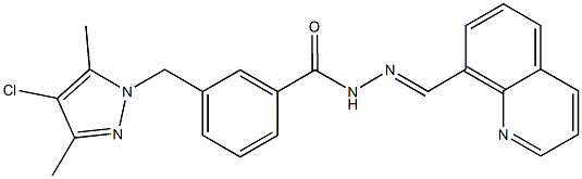 3-[(4-chloro-3,5-dimethyl-1H-pyrazol-1-yl)methyl]-N'-(8-quinolinylmethylene)benzohydrazide Struktur