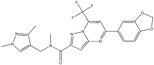 5-(1,3-benzodioxol-5-yl)-N-[(1,3-dimethyl-1H-pyrazol-4-yl)methyl]-N-methyl-7-(trifluoromethyl)pyrazolo[1,5-a]pyrimidine-2-carboxamide Struktur