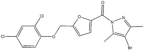 {5-[(4-bromo-3,5-dimethyl-1H-pyrazol-1-yl)carbonyl]-2-furyl}methyl 2,4-dichlorophenyl ether Struktur