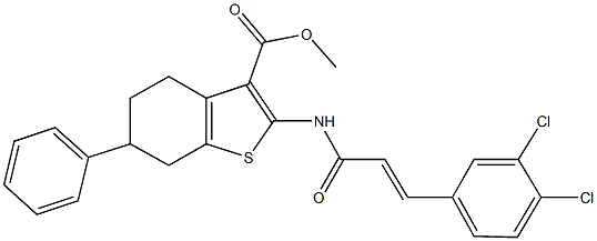 methyl 2-{[3-(3,4-dichlorophenyl)acryloyl]amino}-6-phenyl-4,5,6,7-tetrahydro-1-benzothiophene-3-carboxylate Struktur