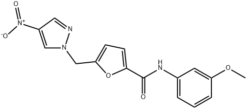 5-({4-nitro-1H-pyrazol-1-yl}methyl)-N-(3-methoxyphenyl)-2-furamide Struktur