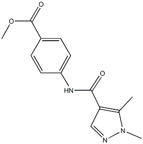 methyl 4-{[(1,5-dimethyl-1H-pyrazol-4-yl)carbonyl]amino}benzoate Struktur