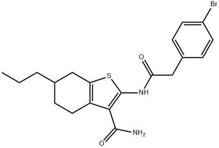 2-{[(4-bromophenyl)acetyl]amino}-6-propyl-4,5,6,7-tetrahydro-1-benzothiophene-3-carboxamide Struktur