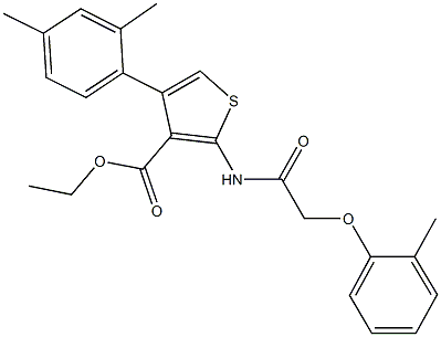 ethyl 4-(2,4-dimethylphenyl)-2-{[(2-methylphenoxy)acetyl]amino}-3-thiophenecarboxylate Struktur