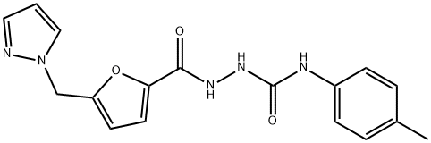 N-(4-methylphenyl)-2-[5-(1H-pyrazol-1-ylmethyl)-2-furoyl]hydrazinecarboxamide Struktur