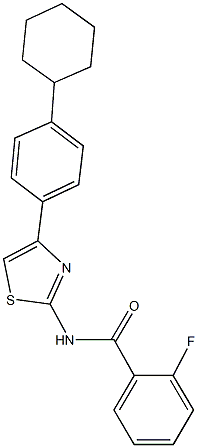 N-[4-(4-cyclohexylphenyl)-1,3-thiazol-2-yl]-2-fluorobenzamide Struktur