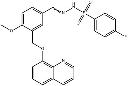 4-fluoro-N'-{4-methoxy-3-[(8-quinolinyloxy)methyl]benzylidene}benzenesulfonohydrazide Struktur