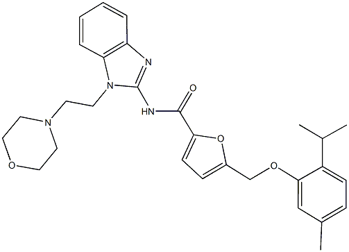 5-[(2-isopropyl-5-methylphenoxy)methyl]-N-{1-[2-(4-morpholinyl)ethyl]-1H-benzimidazol-2-yl}-2-furamide Struktur