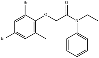 2-(2,4-dibromo-6-methylphenoxy)-N-ethyl-N-phenylacetamide Struktur