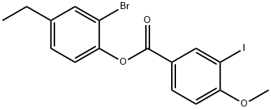 2-bromo-4-ethylphenyl 3-iodo-4-methoxybenzoate Struktur