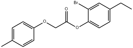 2-bromo-4-ethylphenyl (4-methylphenoxy)acetate Struktur