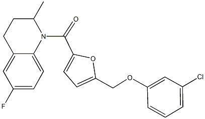 1-{5-[(3-chlorophenoxy)methyl]-2-furoyl}-6-fluoro-2-methyl-1,2,3,4-tetrahydroquinoline Struktur