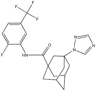 N-[2-fluoro-5-(trifluoromethyl)phenyl]-3-(1H-1,2,4-triazol-1-yl)-1-adamantanecarboxamide Struktur