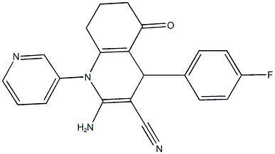 2-amino-4-(4-fluorophenyl)-5-oxo-1-(3-pyridinyl)-1,4,5,6,7,8-hexahydro-3-quinolinecarbonitrile Struktur