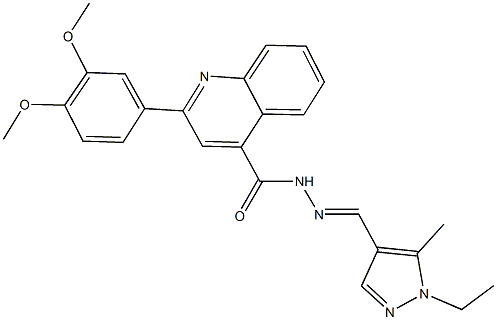 2-(3,4-dimethoxyphenyl)-N'-[(1-ethyl-5-methyl-1H-pyrazol-4-yl)methylene]-4-quinolinecarbohydrazide Struktur