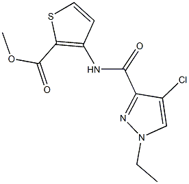 methyl 3-{[(4-chloro-1-ethyl-1H-pyrazol-3-yl)carbonyl]amino}-2-thiophenecarboxylate Struktur