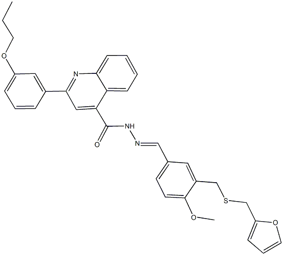 N'-(3-{[(2-furylmethyl)sulfanyl]methyl}-4-methoxybenzylidene)-2-(3-propoxyphenyl)-4-quinolinecarbohydrazide Struktur