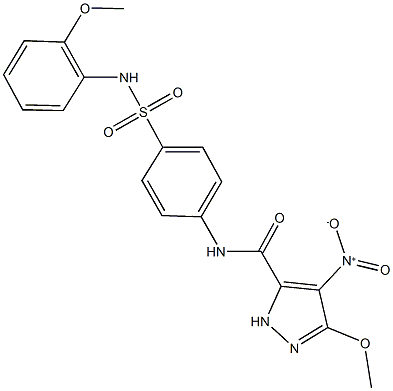 4-nitro-3-methoxy-N-{4-[(2-methoxyanilino)sulfonyl]phenyl}-1H-pyrazole-5-carboxamide Struktur