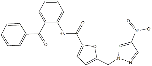 N-(2-benzoylphenyl)-5-({4-nitro-1H-pyrazol-1-yl}methyl)-2-furamide Struktur