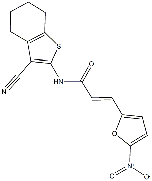 N-(3-cyano-4,5,6,7-tetrahydro-1-benzothien-2-yl)-3-{5-nitro-2-furyl}acrylamide Struktur