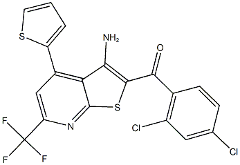 [3-amino-4-(2-thienyl)-6-(trifluoromethyl)thieno[2,3-b]pyridin-2-yl](2,4-dichlorophenyl)methanone Struktur