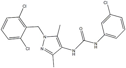 N-(3-chlorophenyl)-N'-[1-(2,6-dichlorobenzyl)-3,5-dimethyl-1H-pyrazol-4-yl]urea Struktur