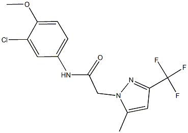 N-(3-chloro-4-methoxyphenyl)-2-[5-methyl-3-(trifluoromethyl)-1H-pyrazol-1-yl]acetamide Struktur