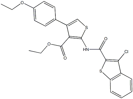 ethyl 2-{[(3-chloro-1-benzothien-2-yl)carbonyl]amino}-4-(4-ethoxyphenyl)thiophene-3-carboxylate Struktur