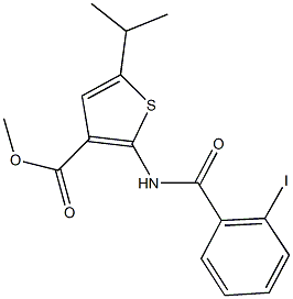 methyl 2-[(2-iodobenzoyl)amino]-5-isopropyl-3-thiophenecarboxylate Struktur