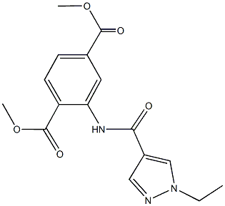 dimethyl 2-{[(1-ethyl-1H-pyrazol-4-yl)carbonyl]amino}terephthalate Struktur