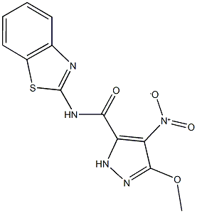 N-(1,3-benzothiazol-2-yl)-4-nitro-3-methoxy-1H-pyrazole-5-carboxamide Struktur