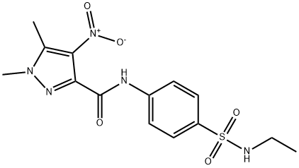 N-{4-[(ethylamino)sulfonyl]phenyl}-4-nitro-1,5-dimethyl-1H-pyrazole-3-carboxamide Struktur