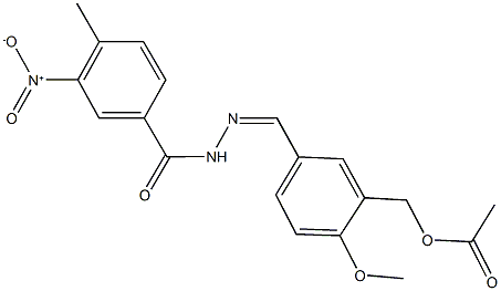 5-(2-{3-nitro-4-methylbenzoyl}carbohydrazonoyl)-2-methoxybenzyl acetate Struktur