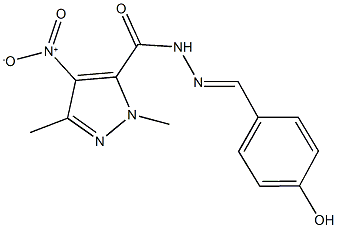 N'-(4-hydroxybenzylidene)-4-nitro-1,3-dimethyl-1H-pyrazole-5-carbohydrazide Struktur