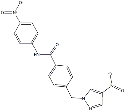 N-{4-nitrophenyl}-4-({4-nitro-1H-pyrazol-1-yl}methyl)benzamide Struktur