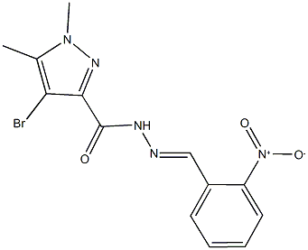 4-bromo-N'-{2-nitrobenzylidene}-1,5-dimethyl-1H-pyrazole-3-carbohydrazide Struktur