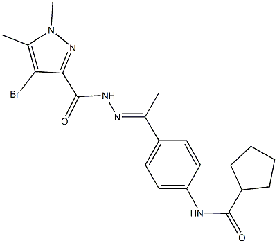 N-(4-{N-[(4-bromo-1,5-dimethyl-1H-pyrazol-3-yl)carbonyl]ethanehydrazonoyl}phenyl)cyclopentanecarboxamide Struktur