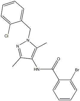 2-bromo-N-[1-(2-chlorobenzyl)-3,5-dimethyl-1H-pyrazol-4-yl]benzamide Struktur